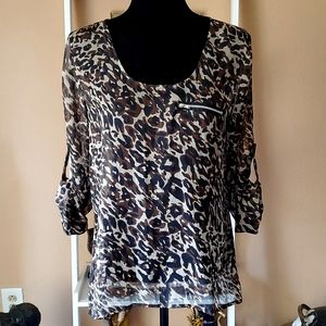 🌻Camouflage Print Sheer Blouse